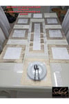 Kadife/8 Kişilik Sofra Sunum Seti/krem(EKRU)gold/1 Runner,8 Servis,8 Bardakaltlığı,8 Kaşıklık