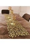 Masa Runnerı/Gold ışıltılı/100x33cm/1 Adet/ Simli Suni Deri/2 Yaprak, 2 Çiçek Motifi Hediye
