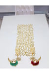 Masa Runnerı/Gold ışıltılı/100x33cm/1 Adet/ Simli Suni Deri/2 Yaprak, 2 Çiçek Motifi Hediye