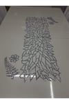 Masa Runnerı/Gold ışıltılı/100x33cm/1 Adet/ Simli Suni Deri/2 Yaprak, 2 Çiçek Motifi Hediye
