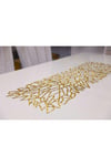 Masa Runnerı/Gold ışıltılı/100x33cm/1 Adet/ Simli Suni Deri/2 Yaprak, 2 Çiçek Motifi Hediye