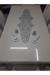 Runner / 1 Adet Masa Ranırı /125cmx40cm/ Işıltılı Lux/ 4 Parça Kahve Sunumluğu Hediye.../simli Gümüş