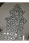 Runner / 1 Adet Masa Ranırı /125cmx40cm/ Işıltılı Lux/ 4 Parça Kahve Sunumluğu Hediye.../simli Gümüş