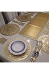 Runner / Amerikan Servis / Sofra Sunum Takımı / 25 Parça / 8 Kişilik / Suni Deri / Gold /