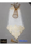 Runner/100x31cm/1 Adet/kadife/100cm/siyah-gold(2 YAPRAK,2 ÇİÇEK MOTİFİ HEDİYE)