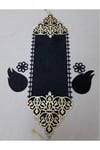 Runner/100x31cm/1 Adet/kadife/100cm/siyah-gold(2 YAPRAK,2 ÇİÇEK MOTİFİ HEDİYE)