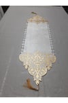 Runner/100x31cm/1 Adet/kadife/100cm/siyah-gold(2 YAPRAK,2 ÇİÇEK MOTİFİ HEDİYE)