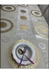 Runner/amerikan Servis/19 Parça/6 Kişilik Yemek Sunum Takımı/ Kadife/ Siyah-gold