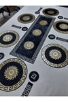 Runner/amerikan Servis/19 Parça/6 Kişilik Yemek Sunum Takımı/ Kadife/ Siyah-gold