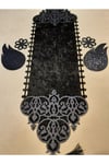 Runner/masa Örtüsü/dekoratif/kadife/lux ;5 Parça-siyah Üzeri Siyahsim Işlemeli