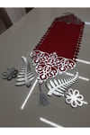 Runner/masa Ranırı/100x31cm/bordo Kadife/gümüş Varaklı Deri Işlemeli/4 Parça Kahve Sunumluğu Hediye/