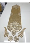 Runner/masa Ranırı/120cmx30cm/ışıltılı Lux/simli Gold/4 Parça Kahve Sunumluğu Hediye/