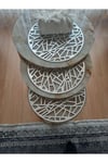 Runner/yuvarlak Masa Ve Sehpa Örtü Seti/62cm (2 Parçalı) Yuvarlak/3 Adet 33cm Zigon Örtüsü/suni Deri