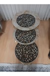 Runner/yuvarlak Masa Ve Sehpa Örtü Seti/62cm (2 Parçalı) Yuvarlak/3 Adet 33cm Zigon Örtüsü/suni Deri