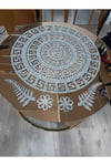 Sehpa Örtü Seti/ 1ad (60CM)lik Orta Sehpa Runnerı,3 Ad.(33CM)zigon Örtüsü/toplam 4 Parça/simli Gold