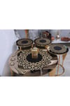 Sehpa Örtü Seti/1 Ad Ortasehpa Runnerı (60CM)/3 Ad(33CM)örtüsü/gri Kadife/gümüş Işlemeli/4 Parça