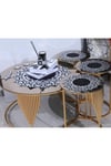 Sehpa Örtü Seti/1 Ad Ortasehpa Runnerı (60CM)/3 Ad(33CM)örtüsü/siyah Kadife/gümüş Işlemeli/4 Parça