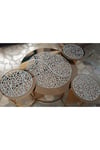 Sehpa Örtü Seti/2 Parçalı Orta Sehpa Runnerı (60CM 1 AD) /33cm Lik3 Zigon Örtüsü/s.deri/simli Gümüş