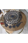 Sehpa Örtü Seti/siyah Suni Deri/1 Ad 60cm Orta Sehpa Runnerı, 3 Ad 33cm Zigon Örtüsü