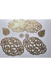 Sehpa Örtüsü/1 adet 70x31cm runner, 2 adet 43x31cm zigon örtüsü/ S.deri /Gold Eskitme