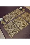 Sehpa Örtüsü/1 adet 70x31cm runner, 2 adet 43x31cm zigon örtüsü/ S.deri /Gold Eskitme