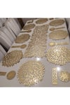 Suni Deri/1 Ad.runner,8 Servis,8 B.altlığı,8 Kaşıklık/yemek Sunum Takımı/8 Kişilik/25 Parça/gold