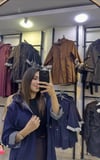 İÇİ ÇİZGİLİ LACİVERT TRENÇKOT