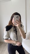 Bebe Yaka Örme Bluz Ekru