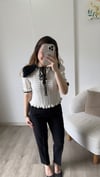 Bebe Yaka Örme Bluz Ekru