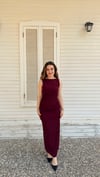 Drape Yırtmaçlı Elbise Bordo