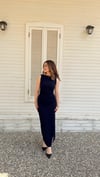 Drape Yırtmaçlı Elbise Lacivert