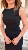 Drape Yırtmaçlı Elbise Siyah