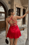Askılı Saten Mini Elbise