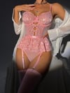 Arias Closet Pembe Dantel İşlemeli Kalp Desenli Fantezi Jartiyer Takımı