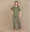Arias Closet Şık Tasarım Çiçek Desenli Yeşil Kısa Kol Viskon Pijama Takımı