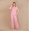 Arias Closet Viskon Şık Tasarım Dantel İşlemeli Pembe Kısa Kol Pijama Takımı