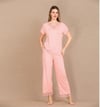 Arias Closet Viskon Şık Tasarım Dantel İşlemeli Açık Pembe Kısa Kol Pijama Takımı