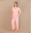 Arias Closet Viskon Şık Tasarım Dantel İşlemeli Açık Pembe Kısa Kol Pijama Takımı