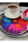 6 Adet Gerbera Çiçeği Desenli Leke Tutmaz Gardenya Kumaş Dijital Baskı Koketyl Sunum Peçetesi