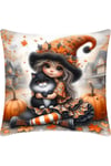 Digital Baskılı Hallowen Kız Temalı Dekoratif Kırlent Kılıfı