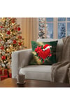 Dijital Baskılı Noel Şapkalı Kırmızı Kalp Dekoratif Kırlent Kılıfı