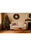Dijital Baskılı Noel Şapkalı Love Kalp Dekoratif Kırlent Kılıfı
