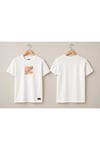 Kadın Beyaz Tişört Gökkuşağı ve Çiçek Desenli Relaxed Fit – HUBERY