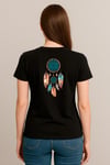 Kadın Relaxed Fit Tişört Mandala Dreamcatcher Baskılı –