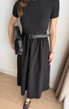 Siyah Kemerli Poplin Elbise