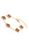 Patela Gold Zincir Bordo Yonca Bileklik