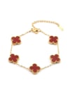Patela Gold Zincir Bordo Yonca Bileklik