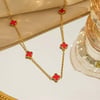 Patela Gold Zincir Kırmızı Yonca Kolye