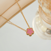 Patela Gold Zincir Pembe Tekli Yonca Kolye