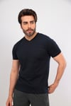 Erkek Gri V Yaka T-shirt